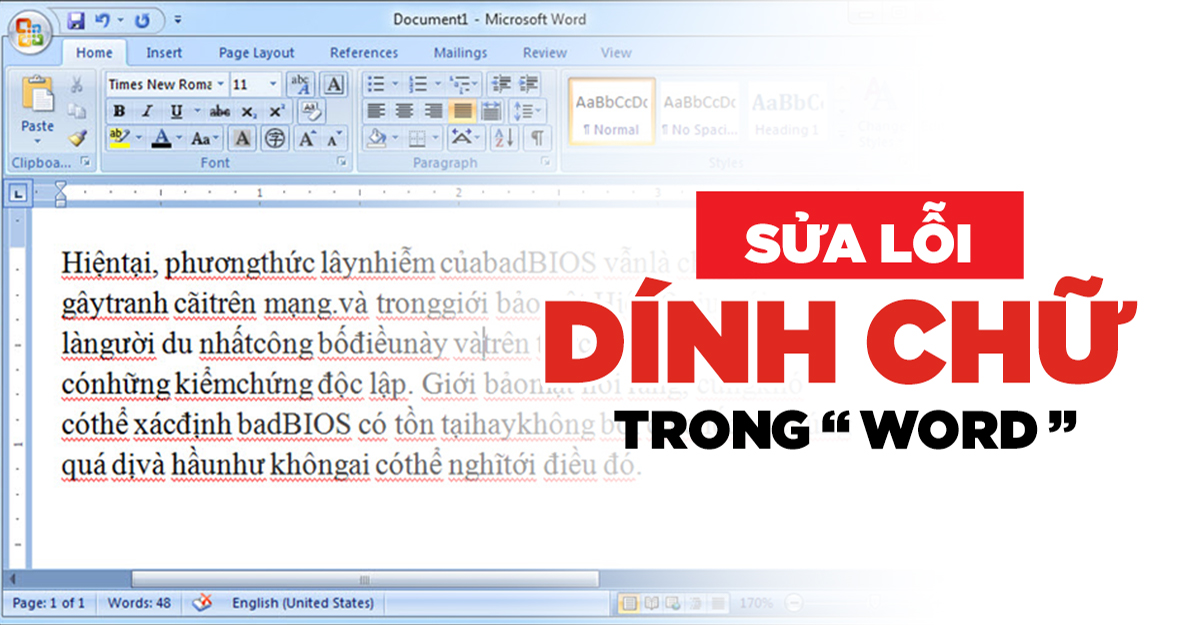 Cách sửa lỗi chữ trong Word bị dính lại với nhau khi gõ